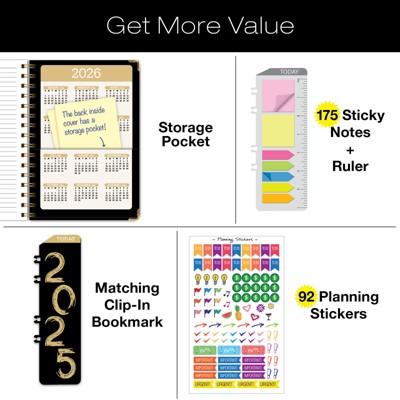 Global Printed Products Hardcover CY 2025 Fashion Planner - 5.5"x8" (Black Gold Numbers (FOIL))