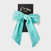 Girls' Ribbed Bow Barrette Clip - art class™ Aqua Blue: Hair Styling Accessory, Solid Pattern - 2 of 4
