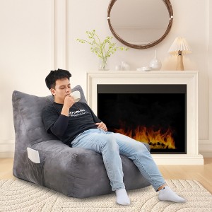 Lyngins Suede Bean Bag Chairs for Kids and Adults,Comfy Lazy Chairs with High-Density Foam for Living Room - 1 of 4
