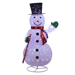 SEVOBAL 5.7FT Snowman Holding Candy Cane Christmas Yard Decorations, Pull Up Snowman for Xmas Outdoor Holiday Indoor Deco, White, 33.1"*28.3"*71" - 1 of 4