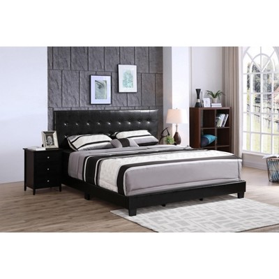 Caldwell Full-Double Dark Grey Faux Leather Upholstered Bed with Storage