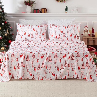GustoWave 4 Pieces Christmas Soft Brushed Microfiber Bed Sheets with Deep Pocket