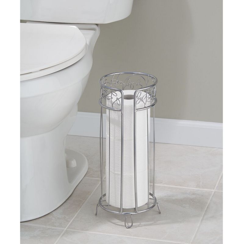 mDesign Decorative Metal Toilet Paper Storage Holder Stand, 3 Rolls, 2 of 5
