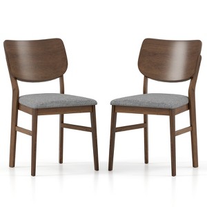 Tangkula Dining Chairs Set of 2 w/ Rubber Wood Frame Padded Seat Curved Back Living Room - 1 of 4