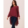 Seta T Women's Lantern Long Sleeve Round Neck High Low Irregular Hem Casual Blouse - 2 of 4