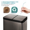 Home Zone Living 16 Gallon Dual Trash and Recycling Can with Removable Liners and Soft Close Lids, Stainless Steel, Black - 2 of 4