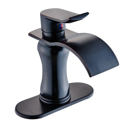 BWE Waterfall Single Hole Single-Handle Low-Arc Bathroom Faucet With Pop-up Drain Assembly