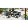 XINGHANZHENXUAN Beige Outdoor 6-Piece Wicker Sectional Set with Adjustable Backrest, Storage Bench, Cushions, and Glass Coffee Table - 3 of 4
