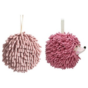 REGALWOVEN 2 Pcs Comfortable Soft Absorbent Chenille Ball Fuzzy Hand Towel for Home Decor - 1 of 4