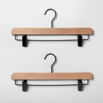 2pk Wood Pant Hangers with Clips Natural - Brightroom™