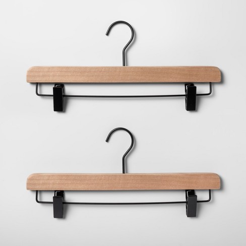 4 pcs Space Saving Hangers for Closet Organizer Wood Natural