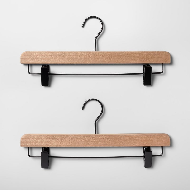 2pk Wood Pant Hangers with Clips Natural - Brightroom&#8482;, 1 of 4
