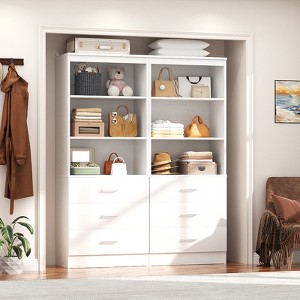 Aheaplus 71'' Tall Closet Storage Organizer with Drawers, Freestanding Closet System with Adjustable Shelves - 1 of 4