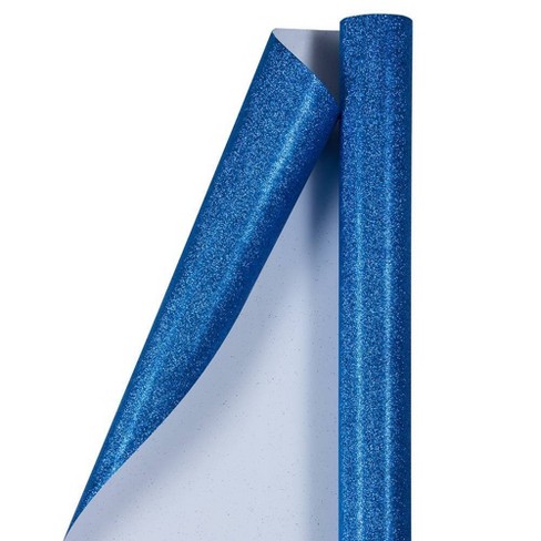 Jam Paper Royal Blue Glitter Gift Wrapping Paper Roll - 1 Pack Of
