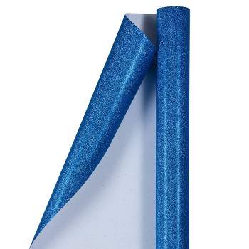JAM PAPER Royal Blue Glitter Gift Wrapping Paper Roll - 1 pack of 25 Sq. Ft.