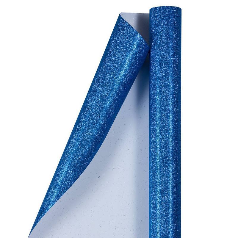 JAM PAPER Royal Blue Glitter Gift Wrapping Paper Roll - 1 pack of 25 Sq. Ft., 1 of 6