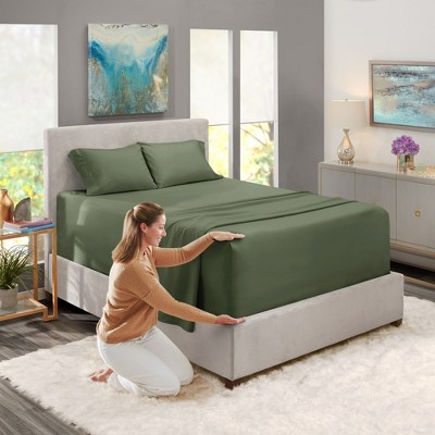 Olive Green Full Microfiber Deep Pocket Sheet Set