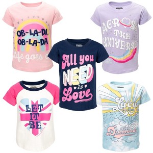 Lyrics by Lennon and McCartney 5 Pack Pullover Graphic T-Shirts Blue / Purple / White - 1 of 4