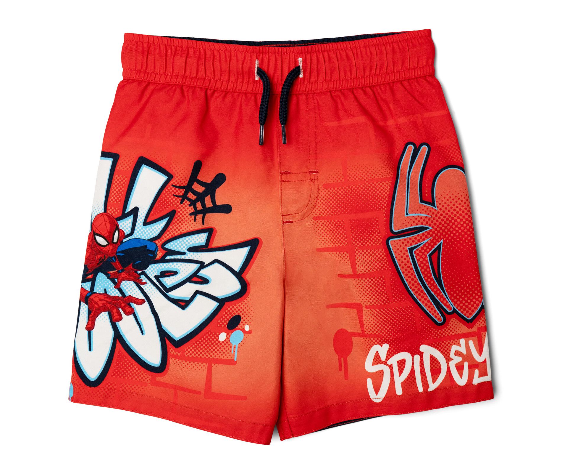 Marvel Spider-Man Little Boys Swim Trunks UPF 50+ Graffiti Crimson Red / Navy 6