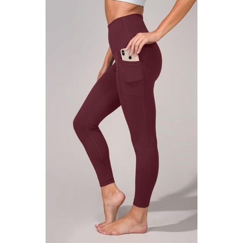 Yogalicious Womens Lux Elastic Free High Waist Side Pocket 7/8 Ankle Legging  - Mauvewood - Small : Target