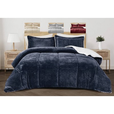 Gray Full Faux Fur Down Alternative Bedding Set