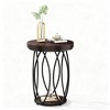 Gulches Industrial Round Side Table Black Geometric Metal Frame and Rustic Wood Top, 2-Tier Storage, Easy Assembly - 3 of 3