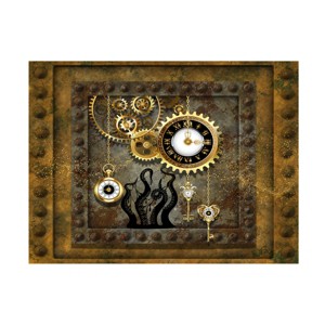 Canvas Wall Art - Tina Mitchell 'Steampunk Octopus Clockworks' Wall Art for Living Room, Bedroom, or Office Décor by Trademark Fine Art - 32 x 32 - 1 of 4