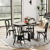Round Dining Table, 59 In Wood Kitchen Table for 4-6 Man, Farmhouse Dinner Table with Wooden Tabletop, Adjustable Feet,  Metal Base - 4 of 4