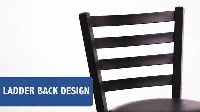 Elegant Ladder Back Black Metal Barstool with Cherry Wood Seat