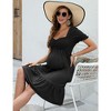 Whizmax Maternity Dress Women's Maternity Dresses A Line Sweetheart Neck Ruffle Flowy Mini Boho Maternity Dress for Wedding Guest - 4 of 4