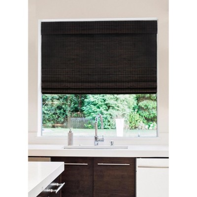 Espresso Bamboo Cordless Blackout Roman Shade 23" W x 64" L