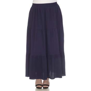 Plus Size Pleated Tiered Maxi Skirt