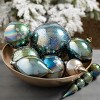 Iridescent Blue Ornament Blue 4.5"H Glass Set of 3 - 3 of 3