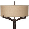 Franklin Iron Works Rustic Farmhouse Table Lamp with USB Charging Port 31.5" Tall Bronze Metal Burlap Fabric Drum Shade Living Room Bedroom - 4 of 4