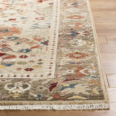Kashan Beige and Taupe 9' x 12' Synthetic Area Rug
