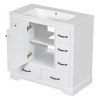 NicBex 36'' Bathroom Storage Cabinet with Sink, Bathroom Vanity, 1 Spacious Cabinet Door with Adjustable Shelf, 6 Drawers for Bathroom, White - 4 of 4