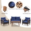 4-Piece Garden Furniture,  Patio Seating Set, PE Rattan Outdoor Sofa Set, Wood Table and Legs, Brown and Beige - 4 of 4