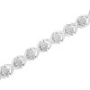 Haus of Brilliance Silver Round-Cut Diamond Accent Floral Cluster and "X" Link Bracelet - 3 of 4