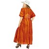 LA LEELA Women's Summer Batik Caftan Loungewear House Dashiki Dress Kaftan Nightshirts for Women Sleepwear Plus size 2X-3X Orange, Floral - 3 of 4