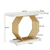 Resenkos Entryway Table, Console Sofa Table,Faux Marble Console Table, 40" Accent Sofa Table with Geometric Metal Base,Faux Marble White & Gold - 3 of 4
