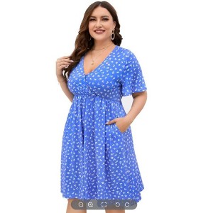 Women's  A-Line Knee Length Wrap Swing Dresses Plus Size Party Mini Dress - 1 of 1