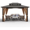 Hardtop Gazebo with Double Polycarbonate Roof – Aluminum Frame, UV Protection & Mesh Curtains for Patio, Garden, Backyard - 2 of 4