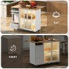 LunaLulinlk Kitchen Island with Drop Leaf, LED Light Kitchen Cart on Wheels with Doors and Door, Adjustable Shelf and 2 Drawers (White) - 4 of 4