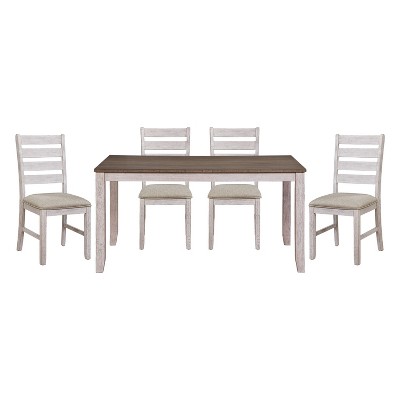 NicBex 5PCS/7PCS Dining Table Set,Rectangular Dining Table with Brown Tabletop and 4/6 Upholstered Chairs for Kitchen/Apartment,Beige