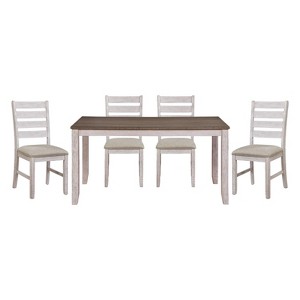 NicBex 5PCS/7PCS Dining Table Set,Rectangular Dining Table with Brown Tabletop and 4/6 Upholstered Chairs for Kitchen/Apartment,Beige - 1 of 4