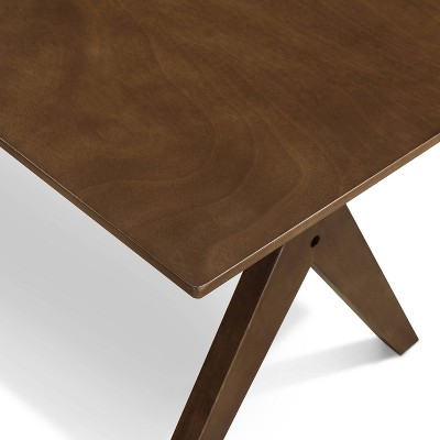 Lukas Rectangular Walnut Brown Wood Coffee Table with Cross-Stretcher Base