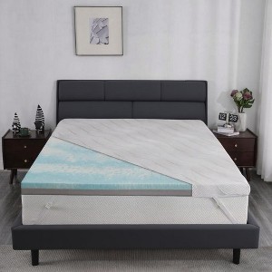 Vipbear 3" Full Size Extra Firm Mattress Topper with Ice Silk Cover, Premium Cooling Gel+Bamboo High Density Memory Foam, for Pain Relief, 74" x 54" - 1 of 4