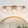 LNC Ariene 21.7-in W 3-Lights Polished Gold with Crackle Glass Globe Modern/Contemporary  Vanity  Lights - 2 of 4
