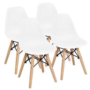 Costway 4 PCS Kids Chair Set Mid-Century Modern Style Dining Chairs w/ Wood Legs