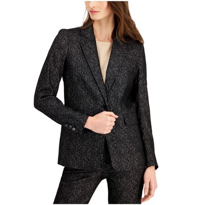 Anne Klein Womens Metallic Blazer Jacket
